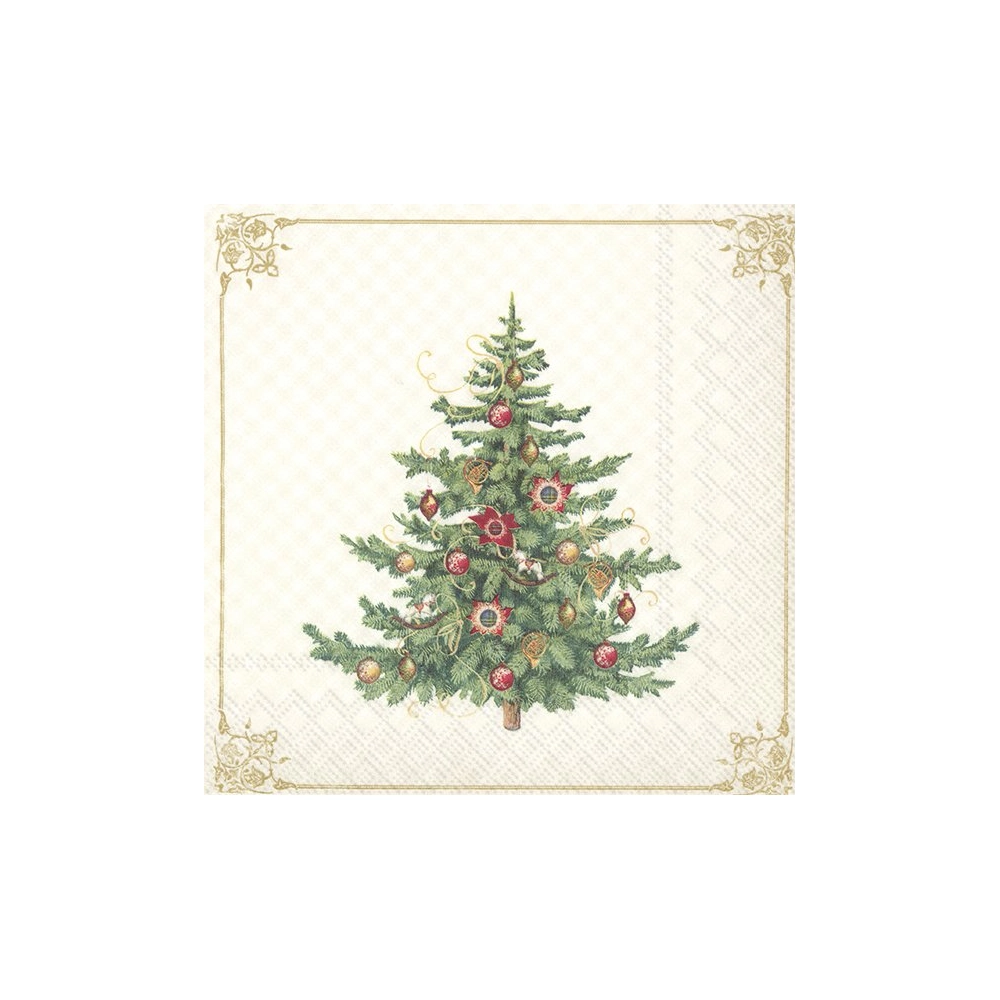 IHR papírszalvéta csomag 33x33cm NOSTALGIC CHRISTMAS TREE krém