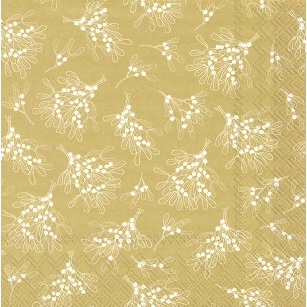 IHR papírszalvéta csomag 33x33cm MISTLETOE ALLOVER arany
