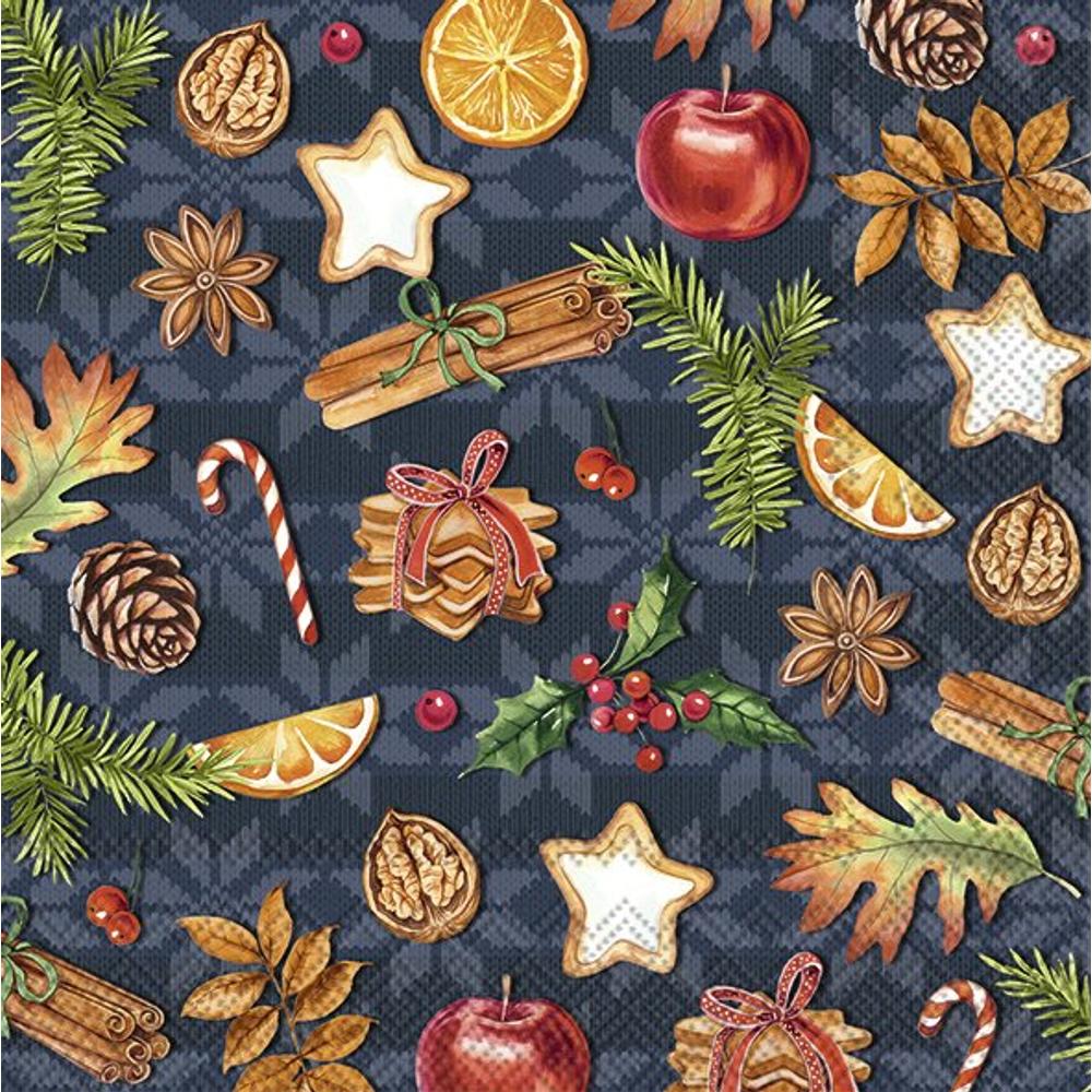 IHR papírszalvéta csomag 33x33cm WINTER SCENTS kék