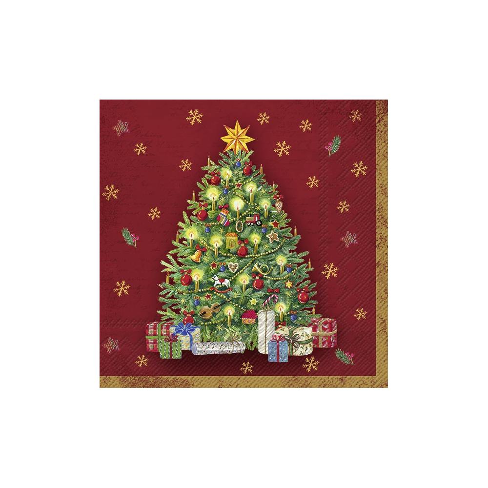IHR papírszalvéta csomag 33x33cm FESTIVE TREE piros