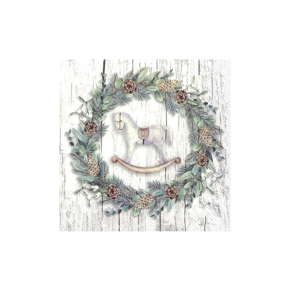 IHR papírszalvéta csomag 33x33cm WHITE XMAS WREATH szürke