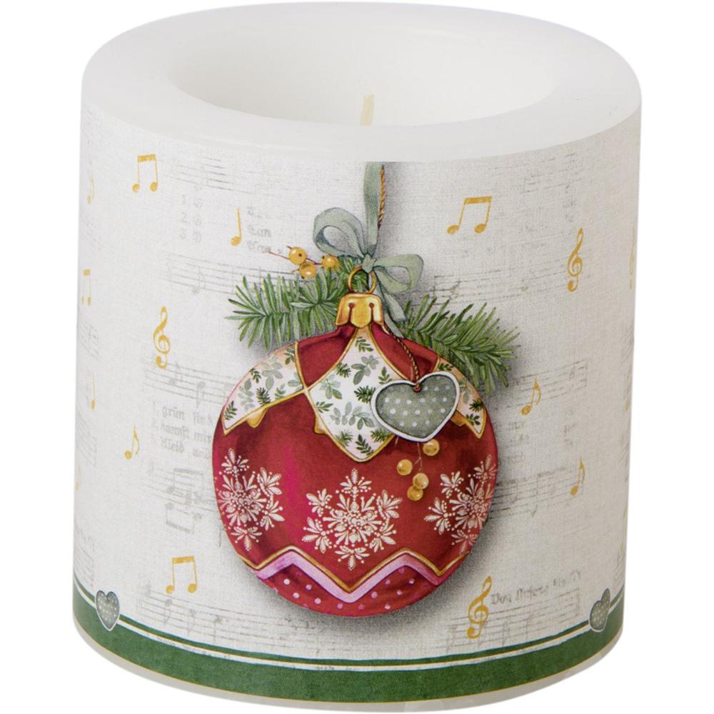 IHR CHRISTMAS BAUBLE CREAM gyertya 7,5x7,5cm