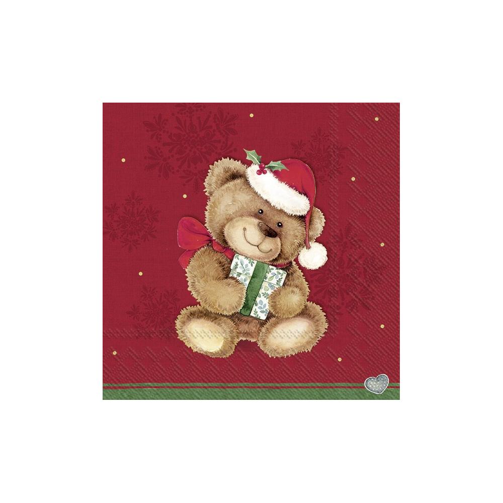 IHR CHRISTMAS TEDDY RED papírszalvéta csomag 33x33cm
