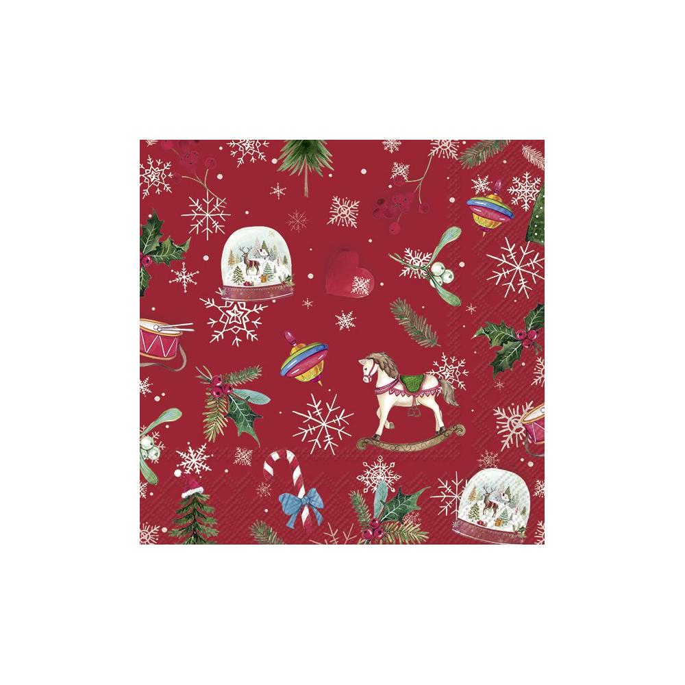 IHR SNOW GLOBE ALLOVER RED papírszalvéta csomag 33x33cm