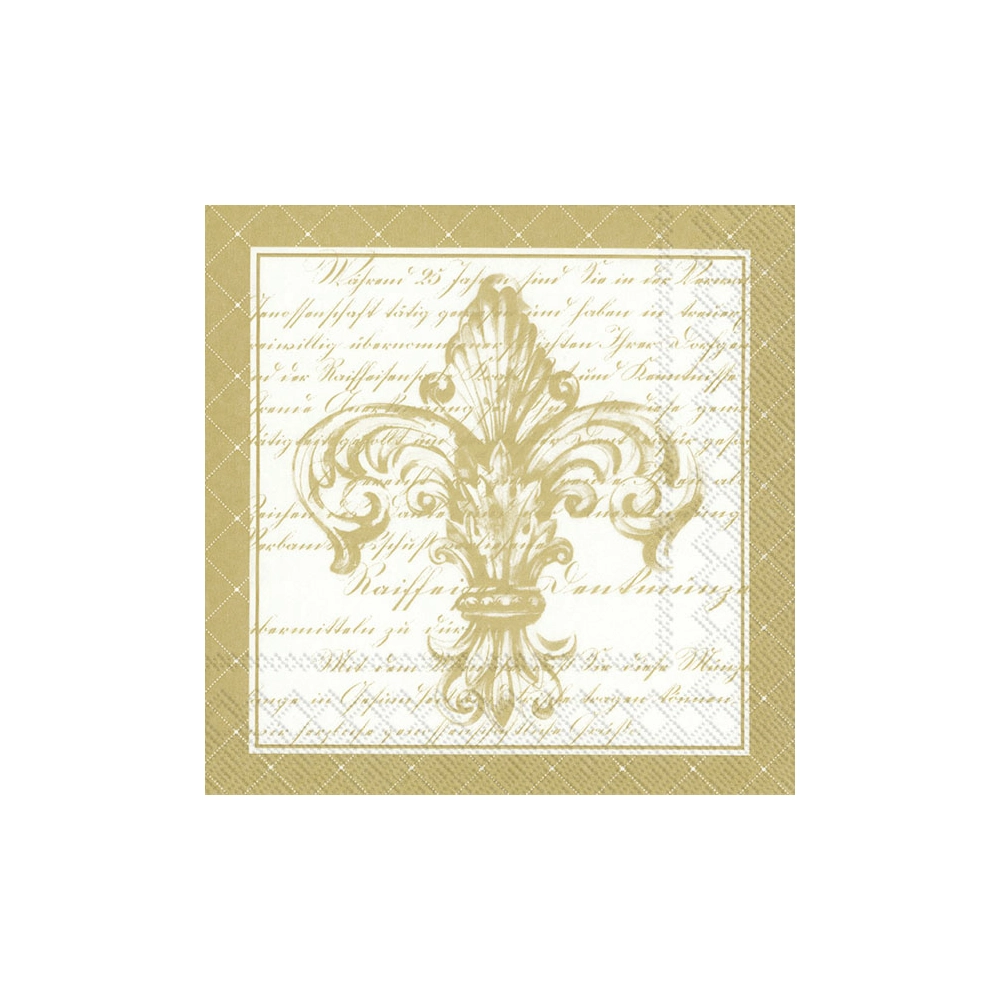 IHR papírszalvéta csomag 33x33cm French Fleur De Lis fehér-arany
