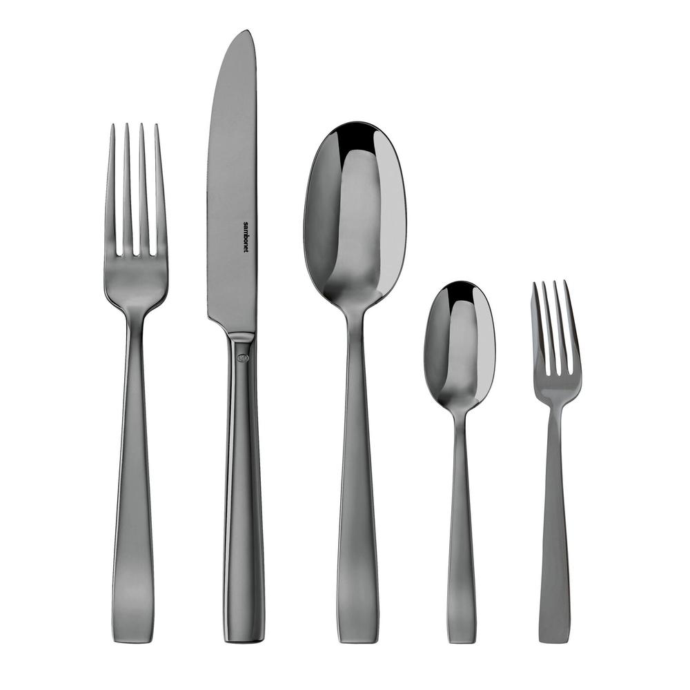 Sambonet Flat PVD Black evőeszközkészlet 6személyes 30részes