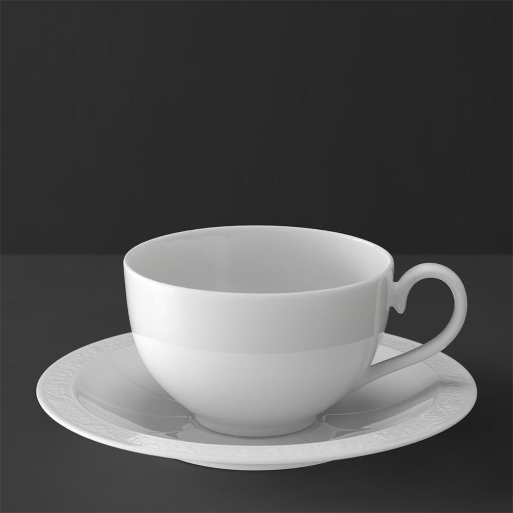 V&B White Pearl reggeliző csésze alátéttel 