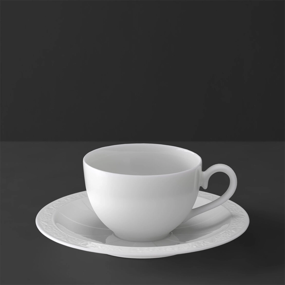 V&B White Pearl kávés-teás csésze alátéttel 