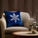 M&A töltött díszpárna SNOWFLAKE 45x45cm FB64 sötétkék