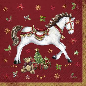 IHR FESTIVE HORSE RED papírszalvéta csomag 25x25cm