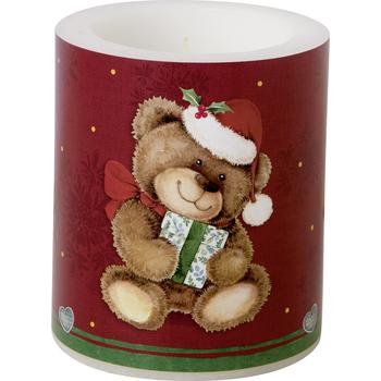 IHR CHRISTMAS TEDDY RED gyertya 9x10,5cm