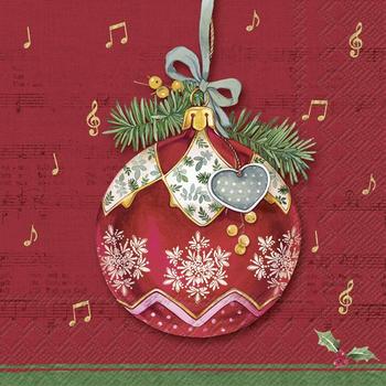 IHR CHRISTMAS BAUBLE RED papírszalvéta csomag 33x33cm