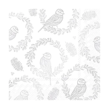 IHR BRIGHT BIRD WREATH WHITE papírszalvéta csomag 33x33cm