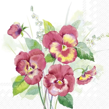 IHR PANSIES BOUQUET RED papírszalvéta csomag 33x33cm