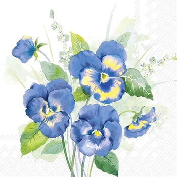 IHR PANSIES BOUQUET BLUE papírszalvéta csomag 33x33cm